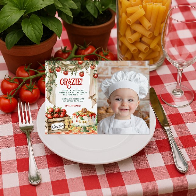 Holy Ravioli Thank You | Little Meatball Birthday Dankeskarte (Von Creator hochgeladen)