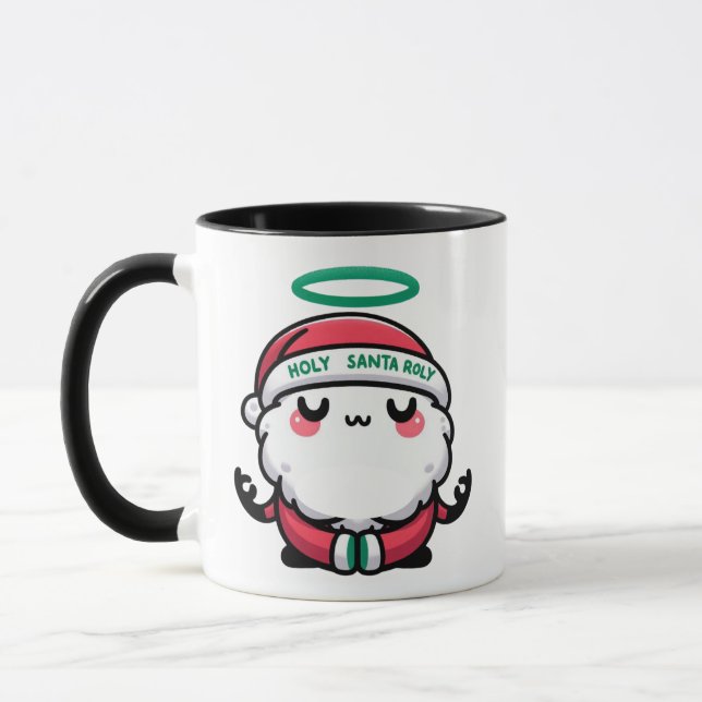 Holy Santa Roly Mug – Cute Meditating Santa Claus  Tasse (Links)