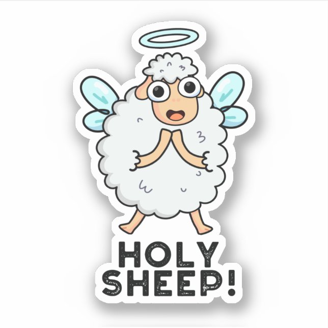 Holy Sheep Funny Animal Puff Aufkleber (Vorderseite)
