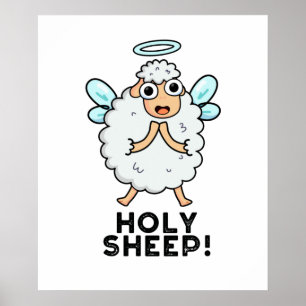 Holy Sheep Funny Animal Puff Poster