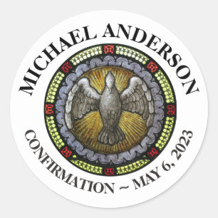Holy Spirit Stained Glass Confirmation RCIA Runder Aufkleber