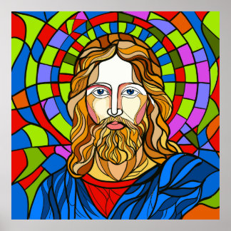 holy stained glass design procreate hand drawing  poster