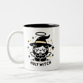 Holy Witch Praying Angel Halloween Mug | Two-Sided Zweifarbige Tasse
