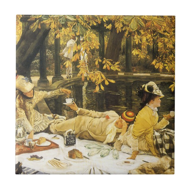 Holyday, the Picnic by James Tissot, Viktorianisch Fliese (Vorderseite)