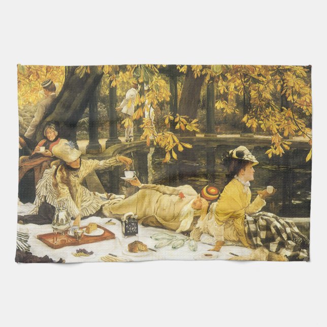 Holyday, the Picnic by James Tissot, Viktorianisch Geschirrtuch (Horizontal)