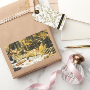 Holyday, the Picnic by James Tissot, Viktorianisch Rechteckiger Aufkleber