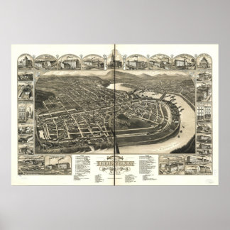 Holyoke Massachusetts 1881 Antike Panoramakarte Poster