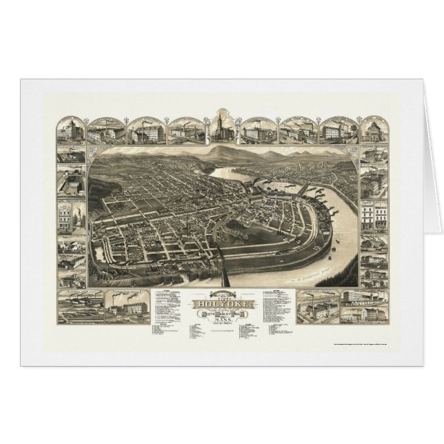 Holyoke, panoramische Karte MAs - 1881 (Vorderseite (Horizontal))