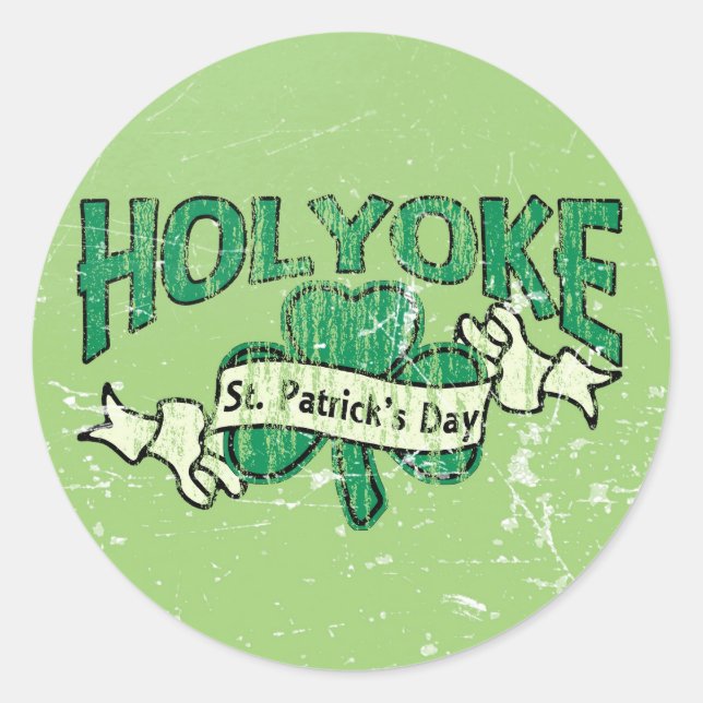 Holyoke St. Patrick's Day Vintag Retro Runder Aufkleber (Vorderseite)