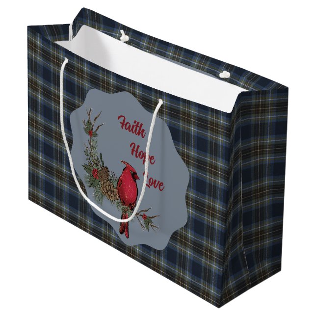 Holyrood Scottish Clan Tartan  Kardinal Große Geschenktüte (Vorderseite Schrägansicht)