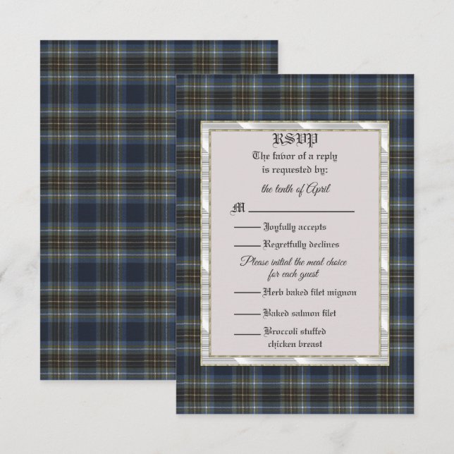 Holyrood Scottish Tartan Response Card RSVP Karte (Vorne/Hinten)