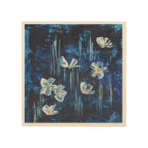 Holz abstrakte Wand Kunst blauen Blumen. Tag 5