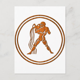 Holz Aquarius Zodiac Wasserträger Astrologie Zeich Postkarte