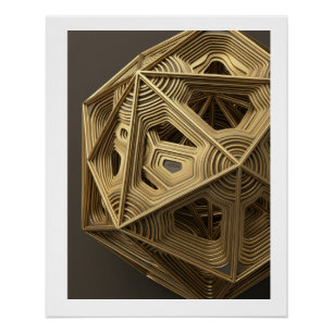 Holz Architektonischer Fraktal Komplex Geometrie F Poster