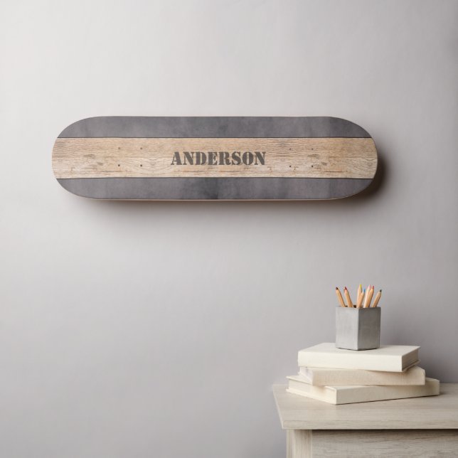 Holz auf dunklem Hintergrund, Name Skateboard (Wandkunst (Horz))