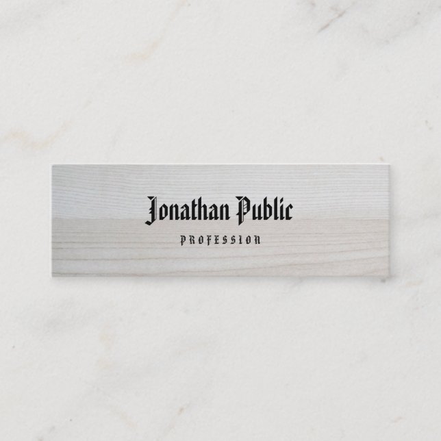 Holz aussehen Kalligrafie Klassischer altamerikani Mini Visitenkarte (Vorderseite)