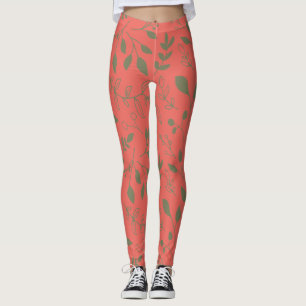 Holz Blätter Muster Leggings