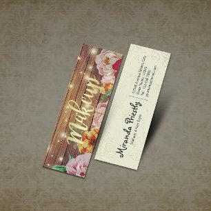 Holz-Blumen-Lichterkette Gold Schrift Make-up-Salo Mini Visitenkarte