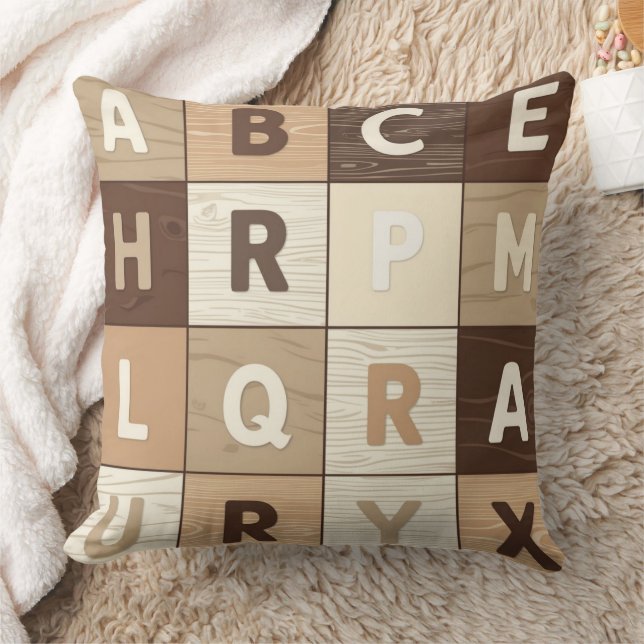 Holz-Buchstabenraster Kissen (Decke)