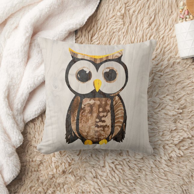 Holz - Chouette - Owl Kissen (Decke)