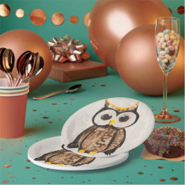 Holz - Chouette - Wood Owl Pappteller