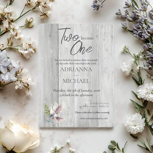 Holz Christlich zwei wird mit Taube eins Einladung (Von Creator hochgeladen)