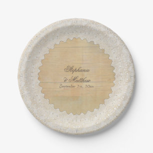 Holz der Brautparty-elegantes rustikales Pappteller
