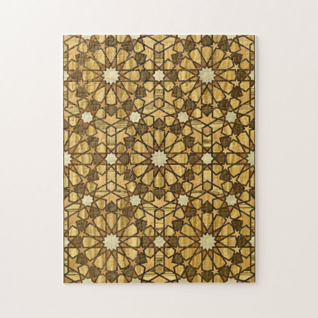 Holz des Qarawiyyin Moscheen-geometrisches Puzzle (Vertikal)