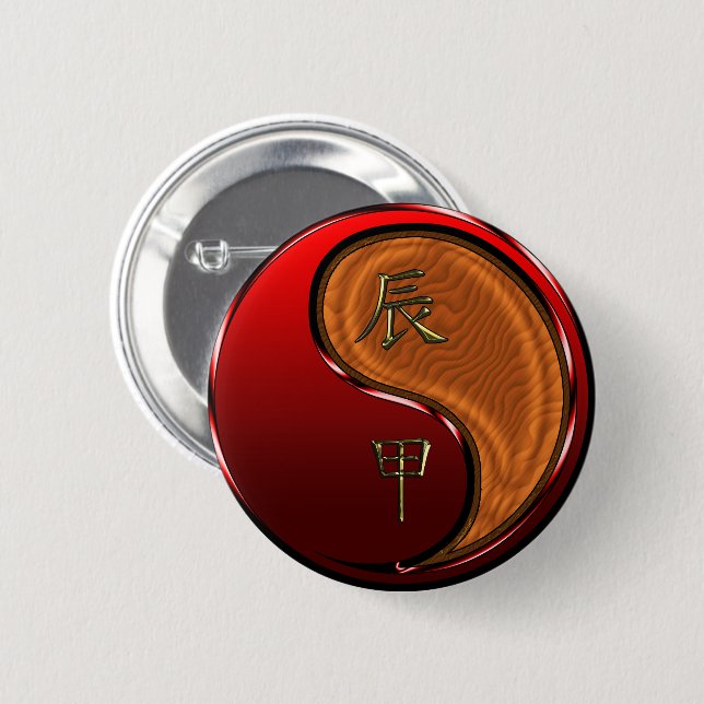 Holz-Drache Button (Vorne & Hinten)