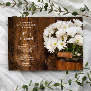 Holz-Eimer-Daisies Landhochzeit Frühstück nach der Einladung