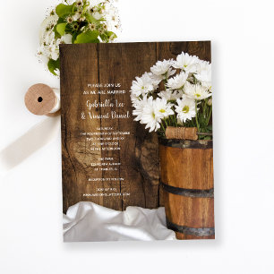 Holz-Eimer und Weiße Gänseblümchen Ranch-Hochzeit Magneteinladung