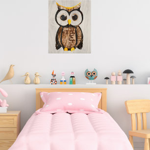 Holz - Eule mit großen Augen Poster