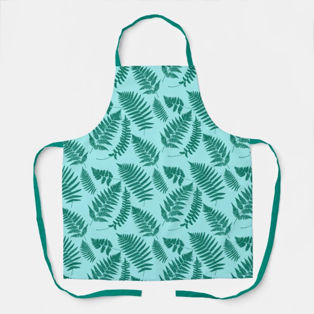 Holz-Fern-Muster, Aqua und Türkis Schürze (Vorderseite)