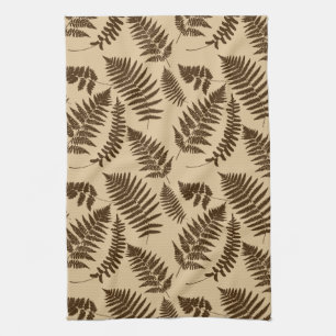 Holz-Fern-Muster, Beige und Dunkelbraun Geschirrtuch