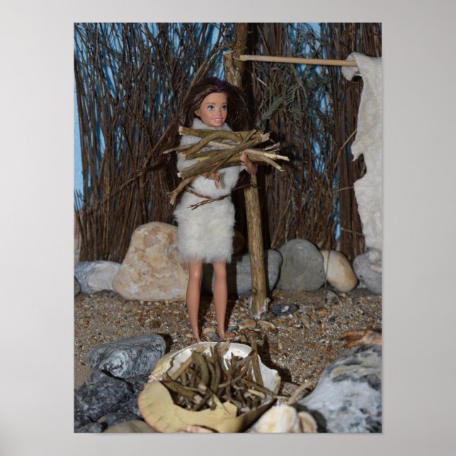 Holz für das Feuer sammeln. Poster (Vorne)