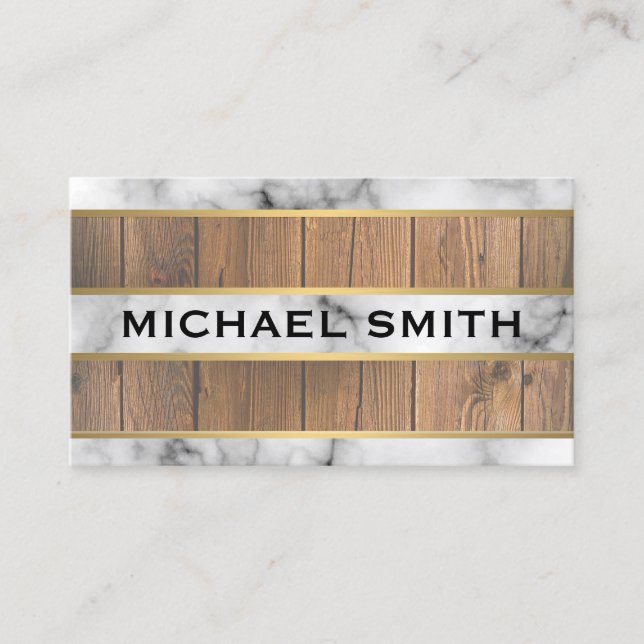 Holz Gold Trim Textur Streifen Visitenkarte (Vorderseite)