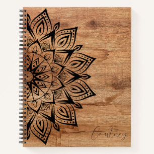 Holz Grain Personalisiert Mandala Spiral Notebook Notizbuch