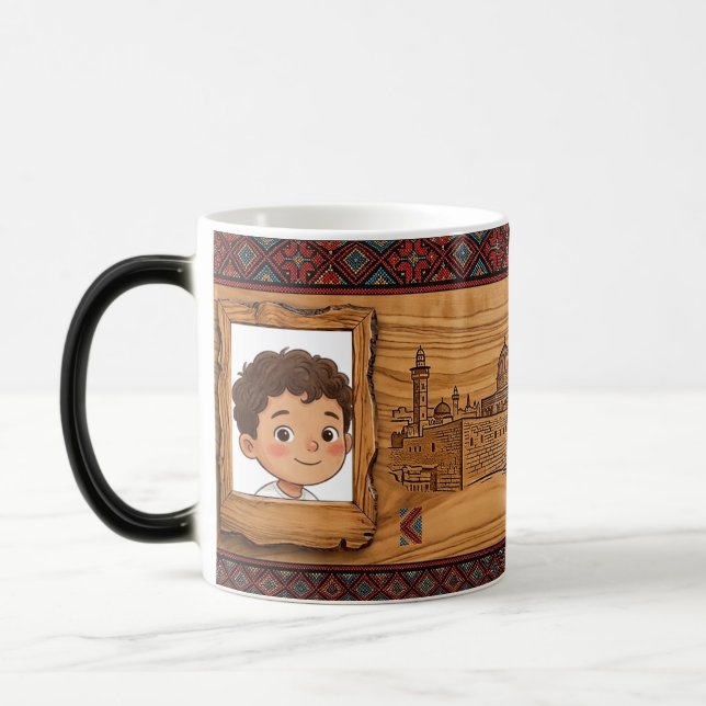 Holz gravierter Stil Jerusalem Tasse (Links)