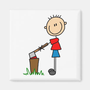 Holz hackende Stockfigur T-Shirts und Geschenke Magnet