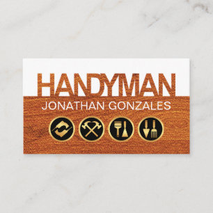 Holz-Handwerker-Schild Gold Werkzeuge Visitenkarte