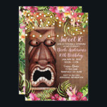 Holz Hawaiian Tiki Luau Sommer Süß 16 Party Einladung<br><div class="desc">für jedes Ereignis anpassen</div>
