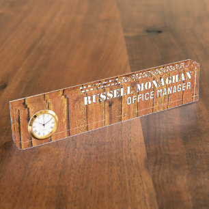 Holz Hintergrund Büro Namensplakette