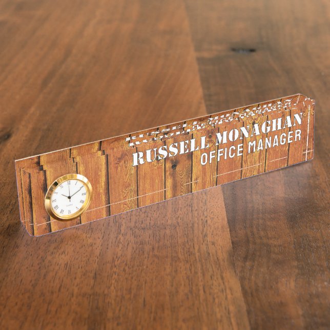 Holz Hintergrund Büro Namensplakette (Seite)