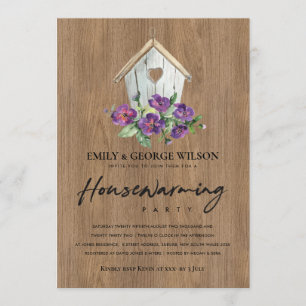HOLZ HOLZ BLUMEN VOGELHAUS HAUSEINWEIHUNGSPARTY EINLADUNG