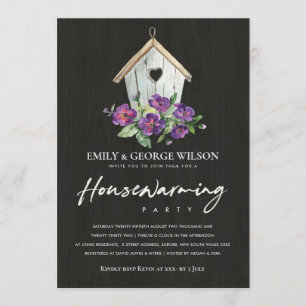 HOLZ HOLZ BLUMEN VOGELHAUS HAUSEINWEIHUNGSPARTY EINLADUNG