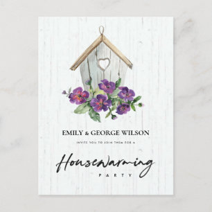 HOLZ HOLZ BLUMEN VOGELHAUS HAUSEINWEIHUNGSPARTY POSTKARTE