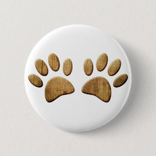 Holz Hund Pfotenabdruck Haustier Button
