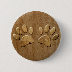 Holz Hund Pfotenabdrücke Button