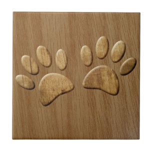 Holz Hund Pfotenabdrücke Fliese