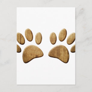 Holz-Hundepfotenabdruck Postkarte